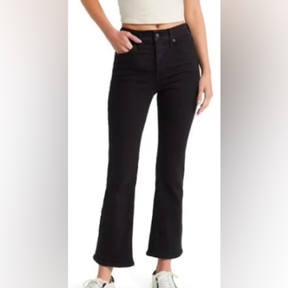 Madewell kick out high waist black cropped tall length jeans - Picture 1 of 13